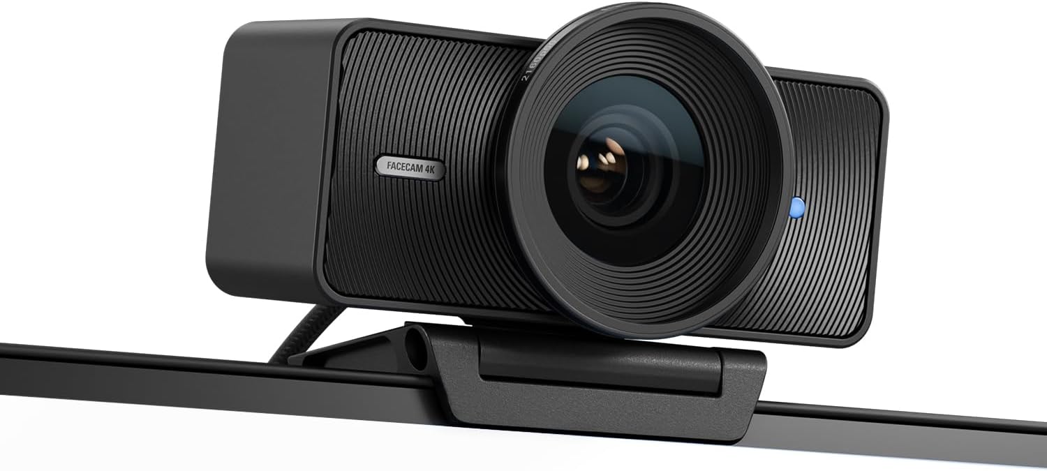 Elgato Facecam 4K - 4K60 Studio Webcam, DSLR-Like Control, Cinematic Effects, 49mm Lens Filters, HDR, Uncompressed Video, Optimized Focus Area | USB-C for PC & Mac