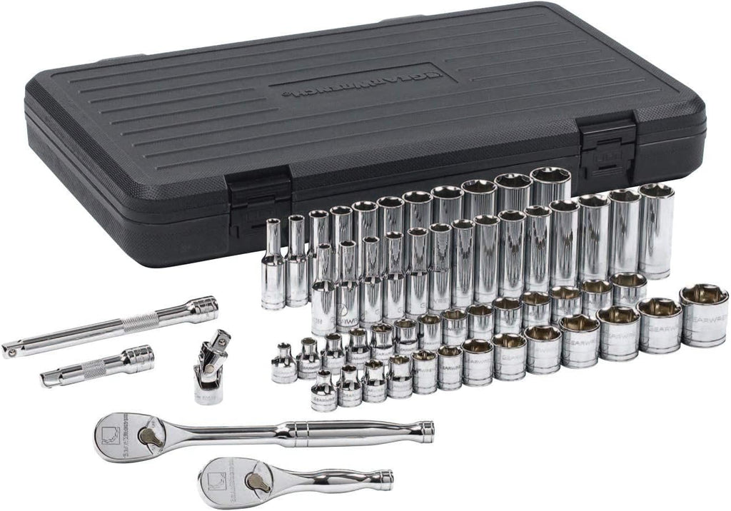 GEARWRENCH 57 Pc. 3/8' Drive 6 Pt. Mechanics Tool Set, Standard & Deep, SAE/Metric - 80550