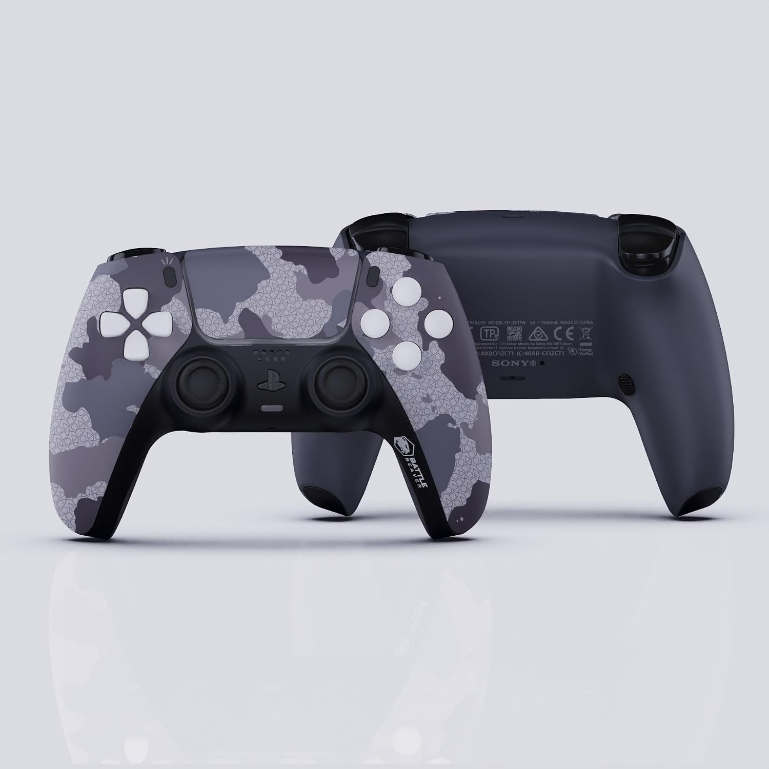 Battle Beaver SmartPad FPS Controller for PS5, Grey Camo/White Buttons