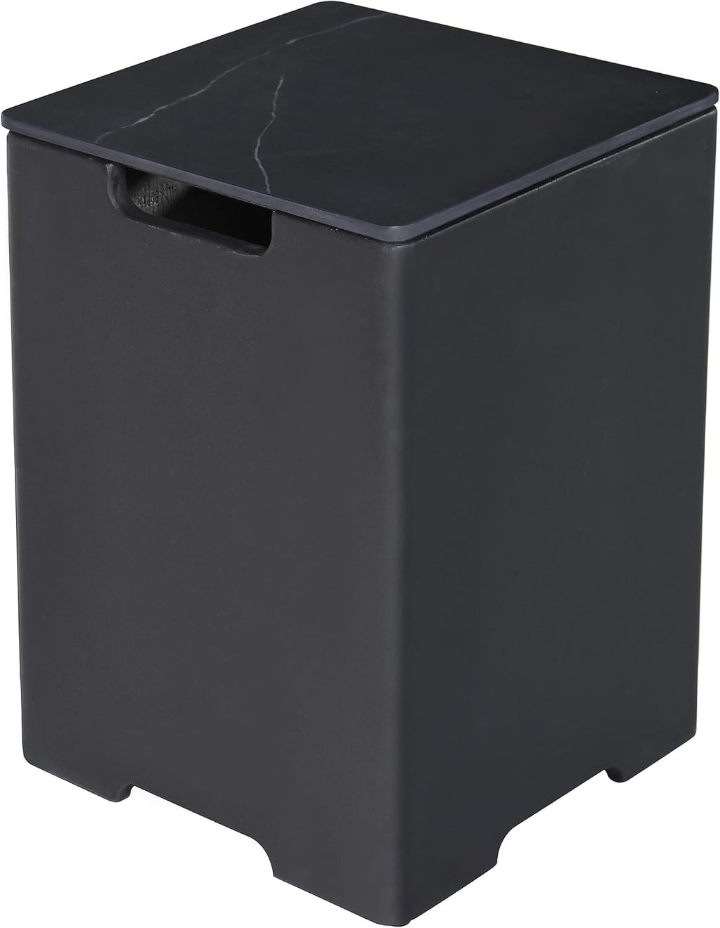 AMS Fireplace | Elementi Square Black Marble Tall Propane Tank Cover | Marble Porcelain Top with Concrete GFRC Base | Black Color | 15.9 × 15.9 × 24.9 inches | for Varna Porcelain Fire Pit Table