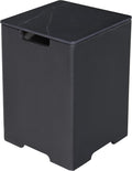 AMS Fireplace | Elementi Square Black Marble Tall Propane Tank Cover | Marble Porcelain Top with Concrete GFRC Base | Black Color | 15.9 × 15.9 × 24.9 inches | for Varna Porcelain Fire Pit Table