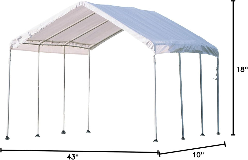 ShelterLogic 10' x 20' MaxAP Canopy Series Compact Outdoor Easy to Assemble Steel Metal Frame Canopy with 50+ UPF Sun Protection and Waterproof Cover, white (23522)