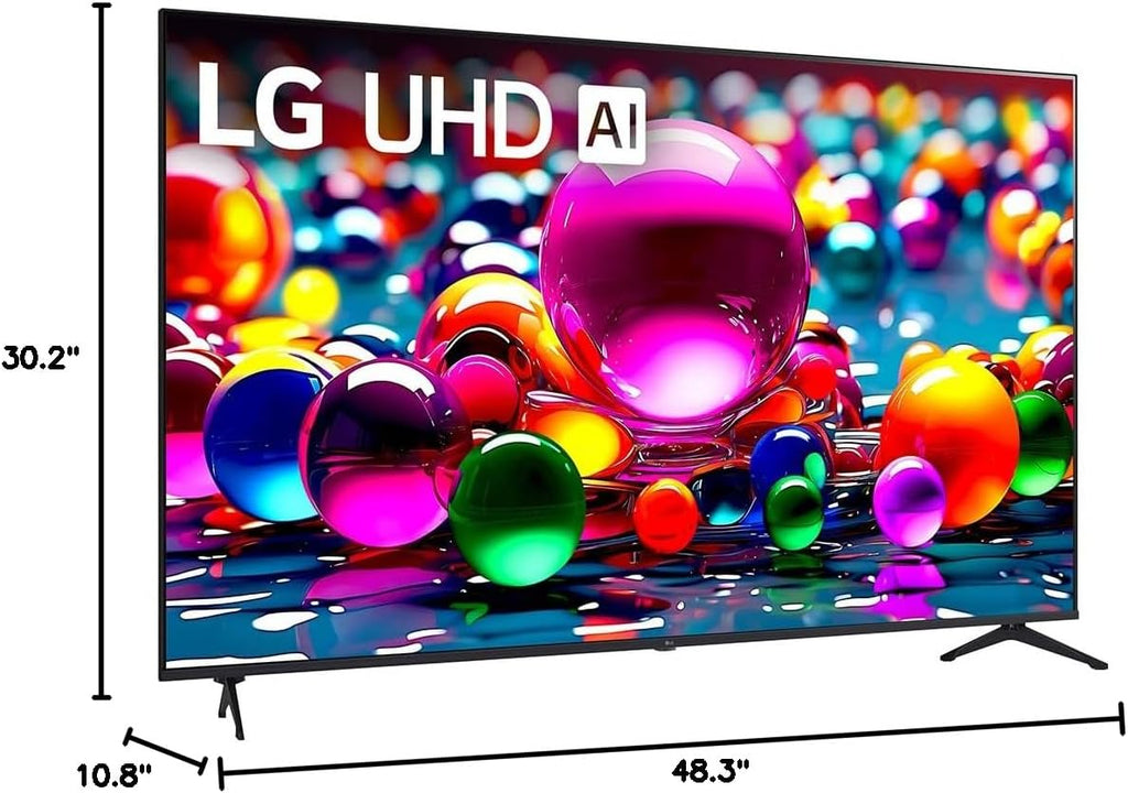 LG 55UA7700PUB 55 Inch UA77 LED AI 4K UHD Smart webOS TV 2025 Bundle with SKM1 2.0 Ch. Soundbar, 37'-70' TV Wall Mount, 6-Outlet Surge Adapter & Deco Gear Complete Home Theater Beginner's Guidebook