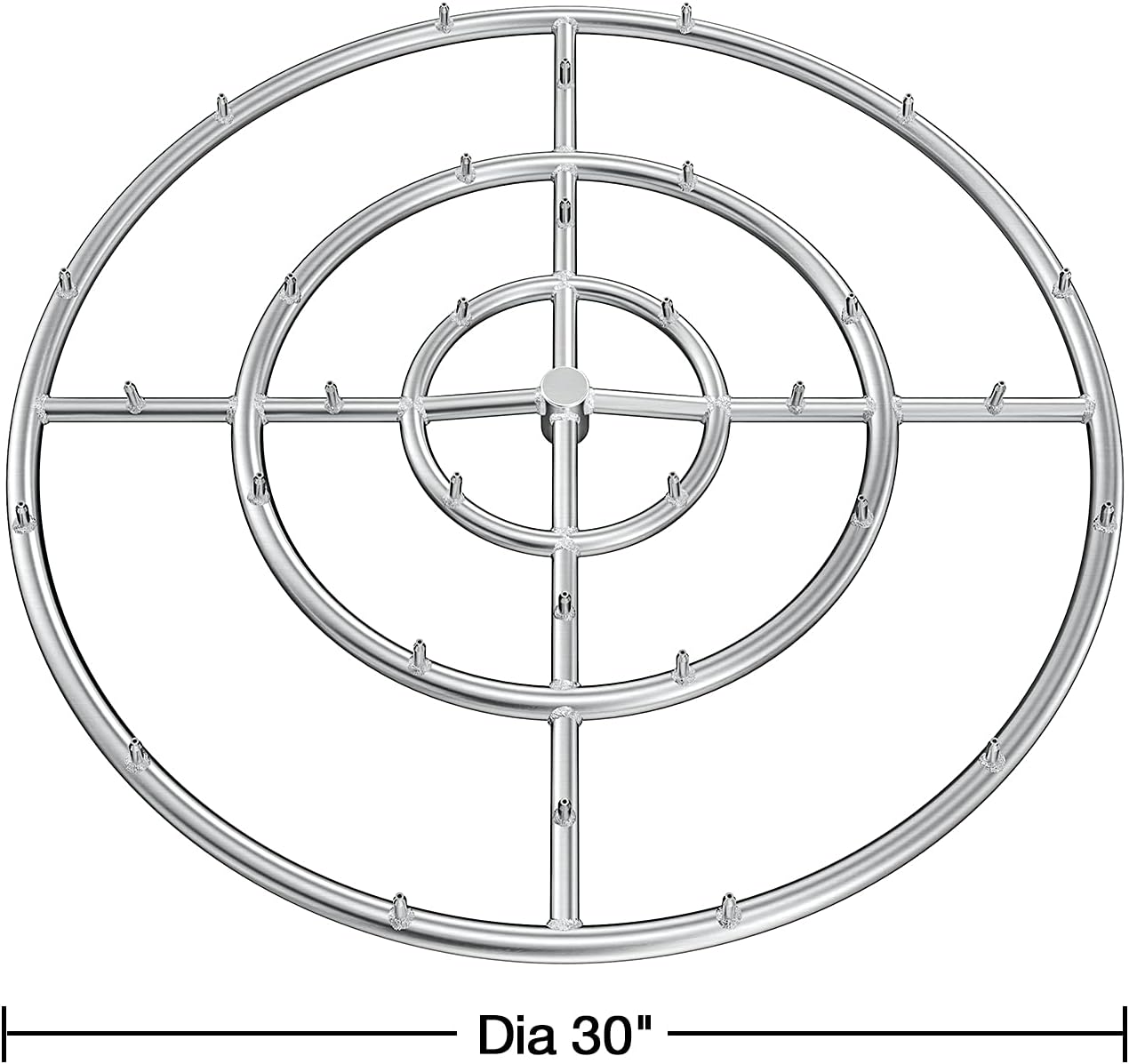 Stanbroil 30' High Flame Round Jet Burner Ring for Natural or Propane Gas Fire Pit, 304 Series Stainless Steel, Triple Ring