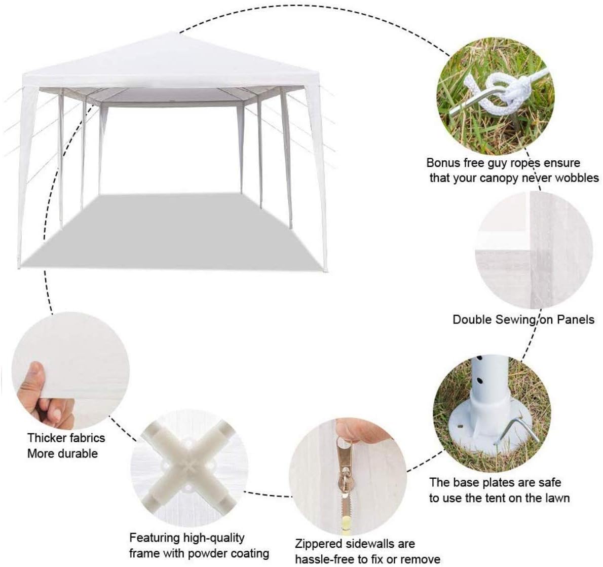 10'x30' Party Canopy Tent Outdoor Wedding Waterproof UV Protection Gazebo Pavilion with 5 Removable Sidewalls Heavy Duty Portable Camping Shelter BBQ Pavilion Canopy Cater Events, White