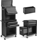 ERGOMASTER Rolling Tool Chest - Removable Top Box Large Bottom Cabinet with Casters and Lock System Tool-Box - Heighten 6-Drawer Black