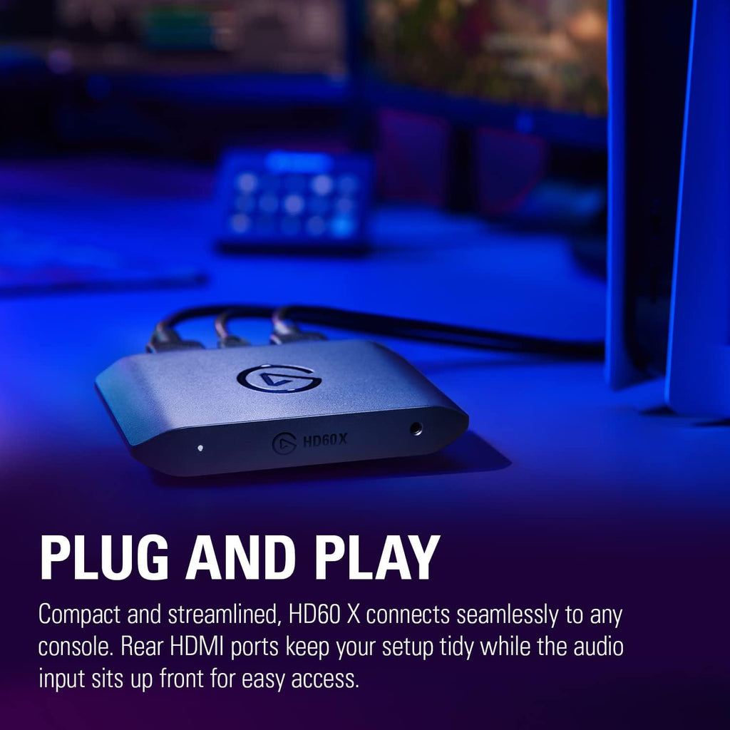 Elgato HD60 X - Stream and Record in 1080p60 HDR10 or 4K30 with Ultra-low Latency on PS5|Pro, PS4|Pro, Xbox Series X/S, Xbox One X|S, Nintendo Switch 2, in OBS and More, Works with PC and Mac