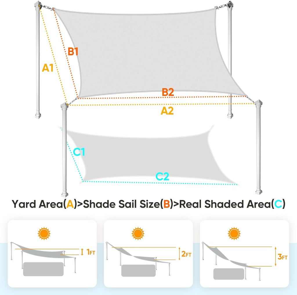 Quictent Large Triangular Sun Shade Sail 24x24x24ft with Hardware Kit, 185GSM HDPE Heavy Duty Top Cover Canopy 98% UV Block for Outdoor Patio Garden Deck Yard (Gray)