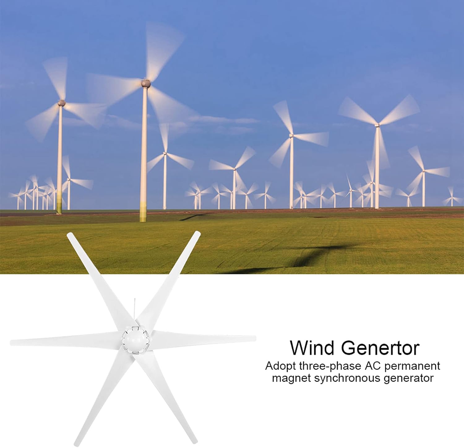 800W Wind Turbine and Windmill Generator System 6 Blade with Wind Controller for Marine, Residential, Outdoor Applications - Complete Kit for Boats, Terraces, Cabins, Home Power (White 48V)