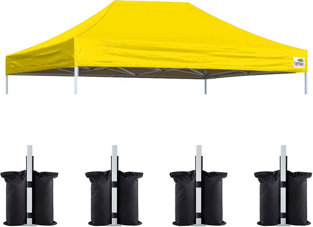 Eurmax USA 10x15 Pop Up Canopy Replacement Top,Universal Instant Canopy Cover ONLY,Heavy Duty UPF 50+ UV Protection,Water & Wind Resistant Tarp,30+ Colors Available,Bonus 4 Sand Bags (Yellow)