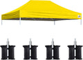 Eurmax USA 10x15 Pop Up Canopy Replacement Top,Universal Instant Canopy Cover ONLY,Heavy Duty UPF 50+ UV Protection,Water & Wind Resistant Tarp,30+ Colors Available,Bonus 4 Sand Bags (Yellow)
