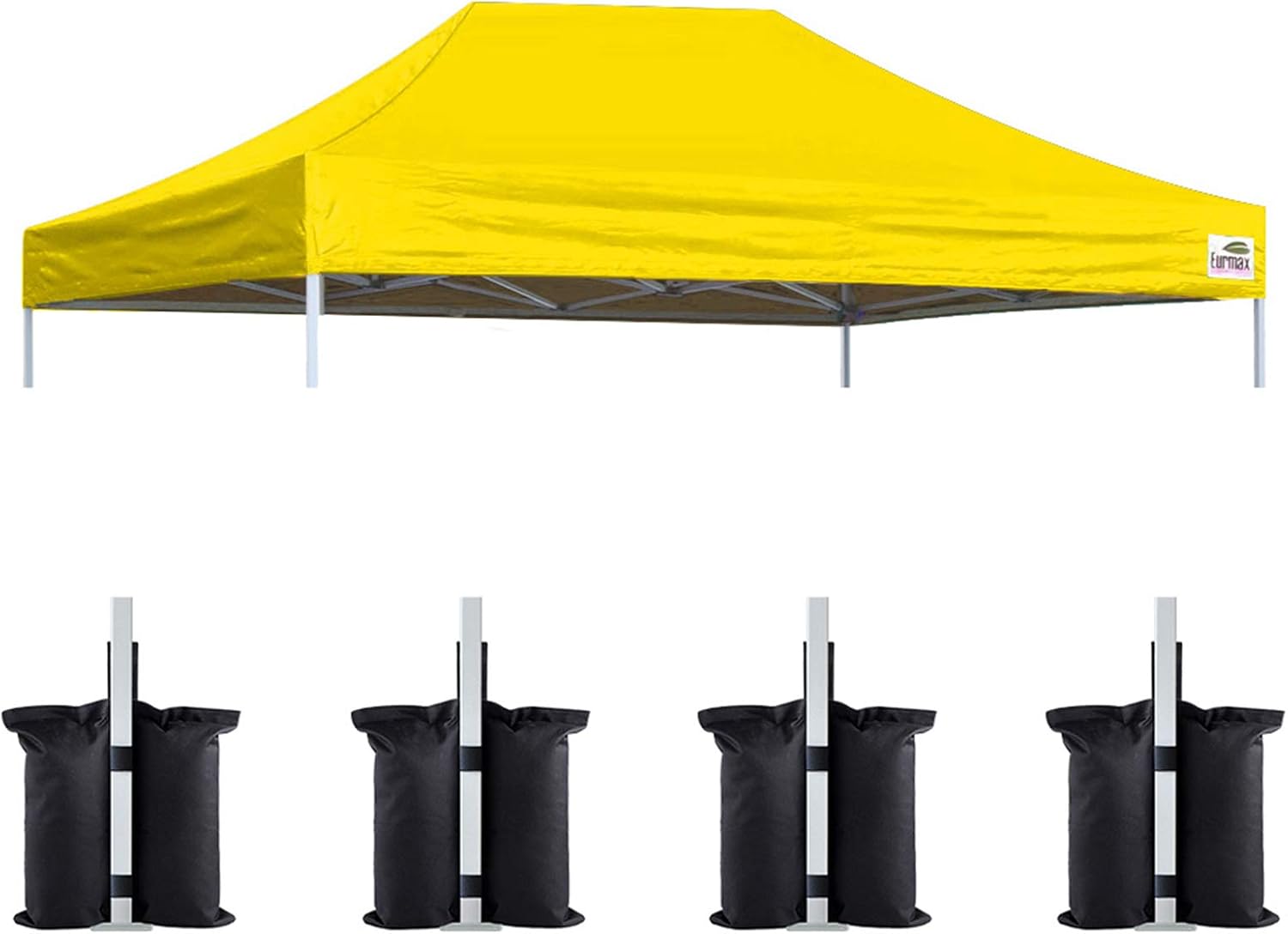 Eurmax USA 10x15 Pop Up Canopy Replacement Top,Universal Instant Canopy Cover ONLY,Heavy Duty UPF 50+ UV Protection,Water & Wind Resistant Tarp,30+ Colors Available,Bonus 4 Sand Bags (Yellow)