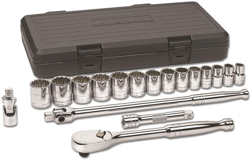 GearWrench 80716 1/2-Inch Drive 12 Point SAE Socket Set, 18-Piece