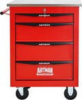 RYH 4/5/6/7 Drawers Rolling Tool Chest -Heavy Duty Mobile Metal Tool Box with Locking Wheels, with Stainless Steel Worktop, Garage Tool Storage Cabinet (Red, 4-Drawers 30.7' H×22.2' W)