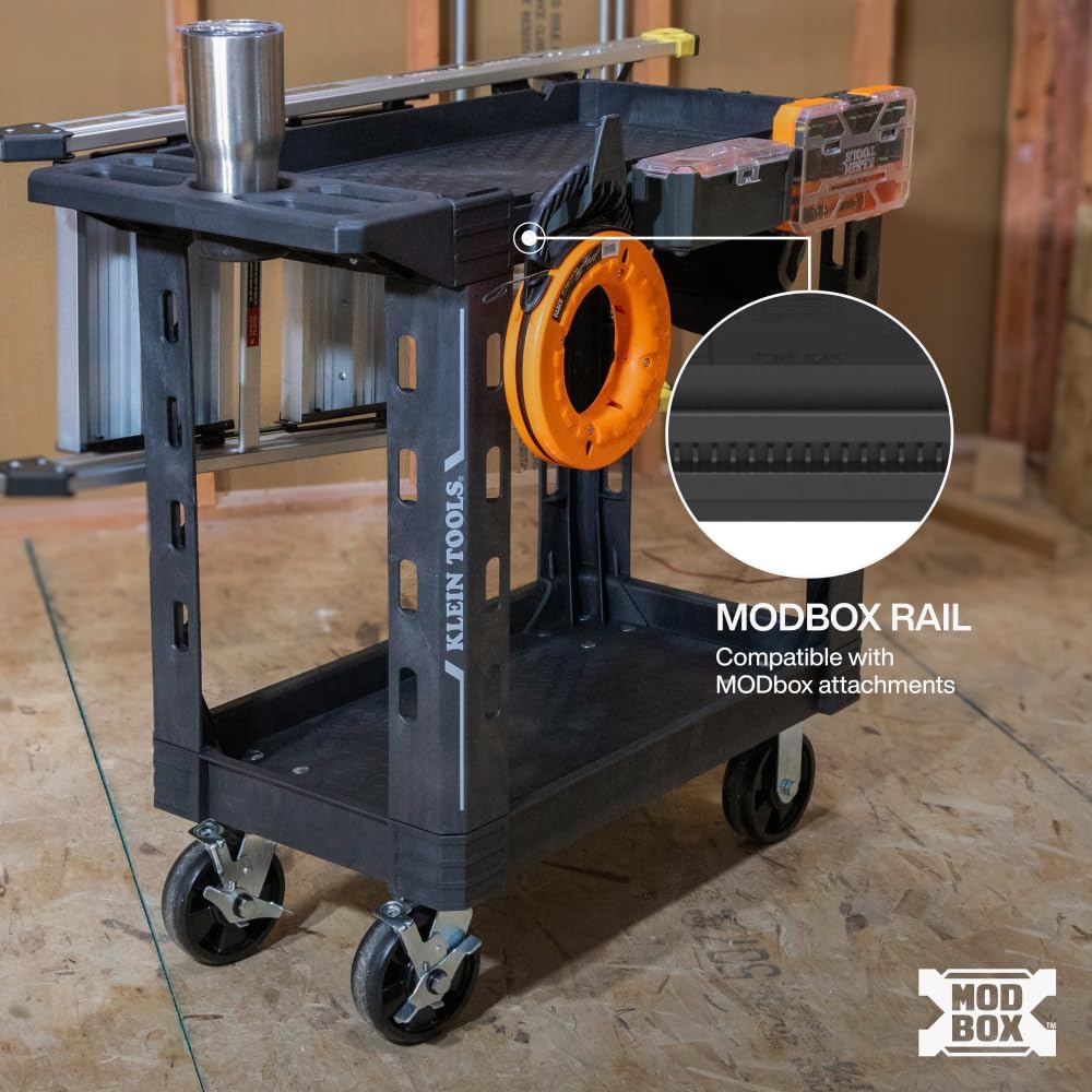 Klein Tools MODbox Utility Cart, 6-Inch Wheels, Rolling Tool Cart, 500-Pound Capacity for Jobsite and Warehouse
