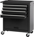4 Drawers Metal Rolling Tool Chest on Wheels with Lockers, Tool Box Tool Trolley Organizer Cart, Multifunctional Drawers Rolling Storage Tool Case for Garage, Repair Shop(BLACK)