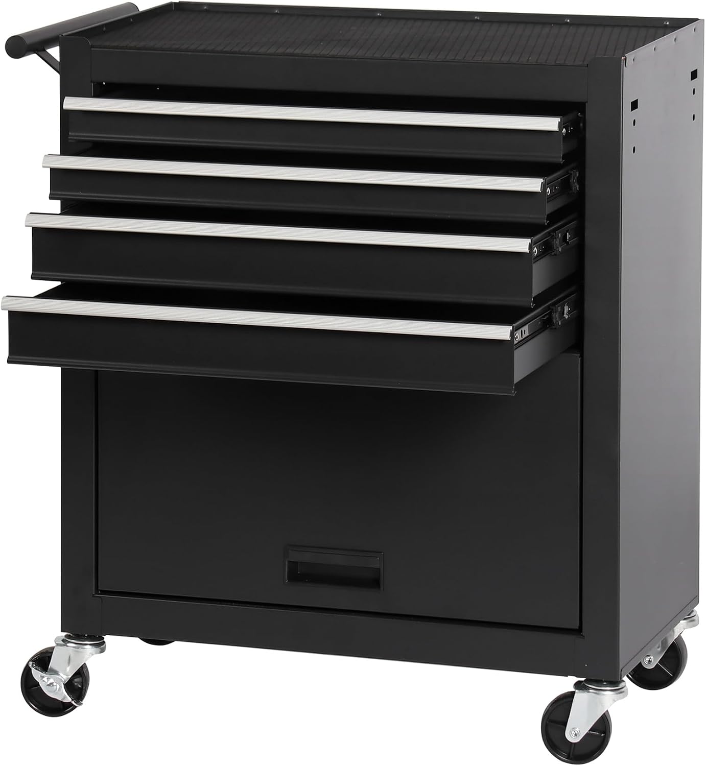 4 Drawers Metal Rolling Tool Chest on Wheels with Lockers, Tool Box Tool Trolley Organizer Cart, Multifunctional Drawers Rolling Storage Tool Case for Garage, Repair Shop(BLACK)