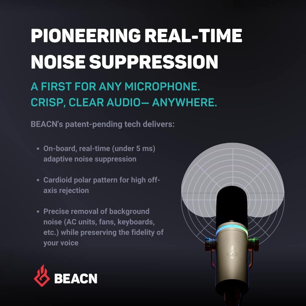 BEACN Light Dynamic USB Microphone for PC & Gaming – Broadcast-Grade Streaming, Podcast & YouTube Mic with RGB Lighting, Noise Rejection & Headphone Monitoring – USB C Mic for Twitch & Recording