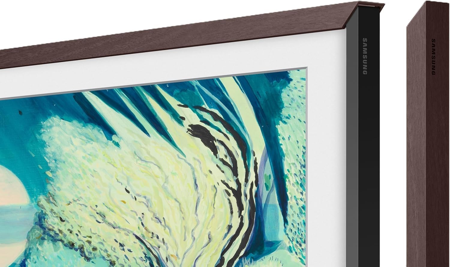 Samsung 55' The Frame Customizable Bezel 2021–2025, Modern Brown Magnetic Frame, Trim Kit for 55-Inch QN55LS03A/LS03B/LS03D Art TV, Easy Snap-On Wall-Mount Living Room Decor, Includes Cleaning Cloth