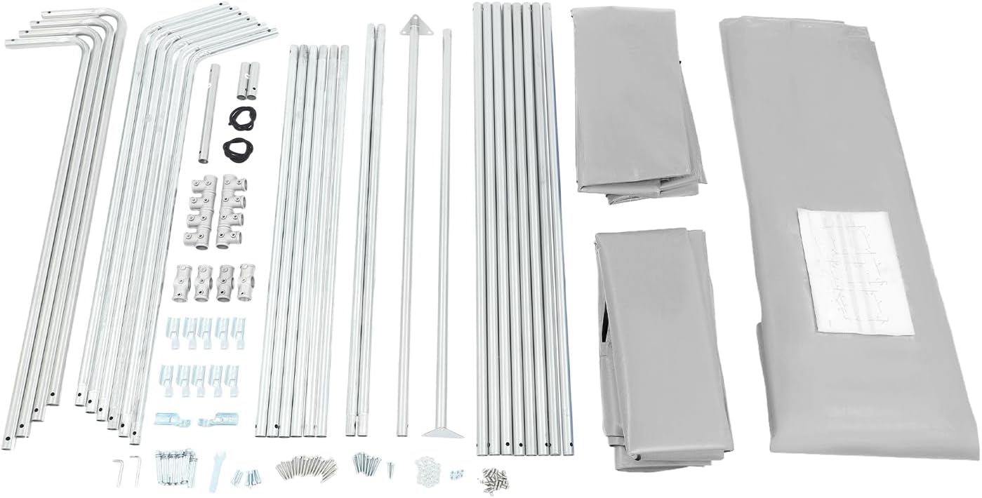 12X8Ft Portable Car Port with Roll-Up Windows Reinforced Portable Garage Heavy Duty Carport Shelter Car Canopy for Outdoor Garden (Grey, 12x12x8Ft)