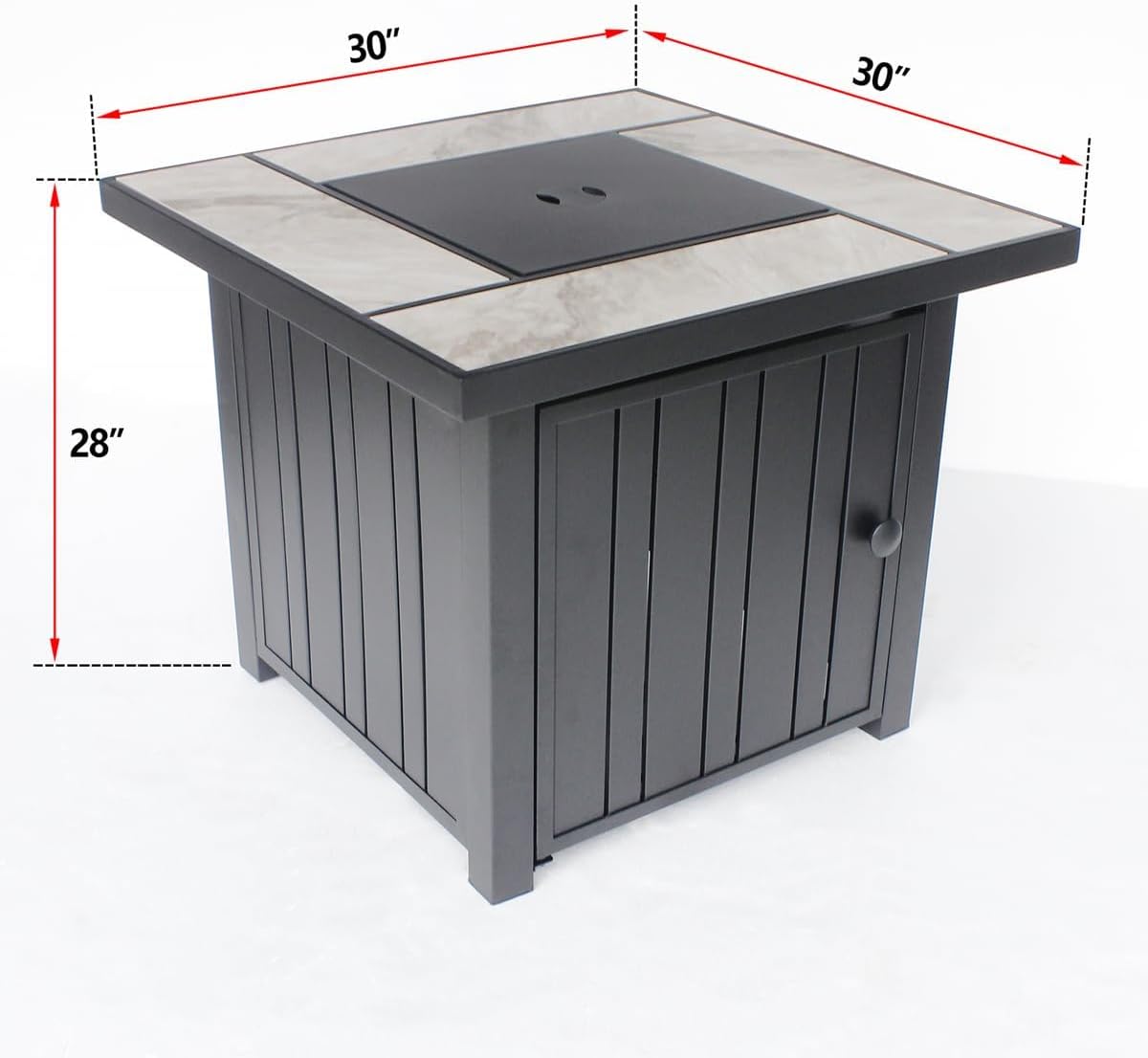 OutVue 30' Propane Fire Pit with Real Ceramic Tabletop, 50000 BTU Gas Firepit Table with Lid & Glass Rock, Outdoor Fire Pit for Dining or Party, Firepit for Outside, Patio, Garden, Yard