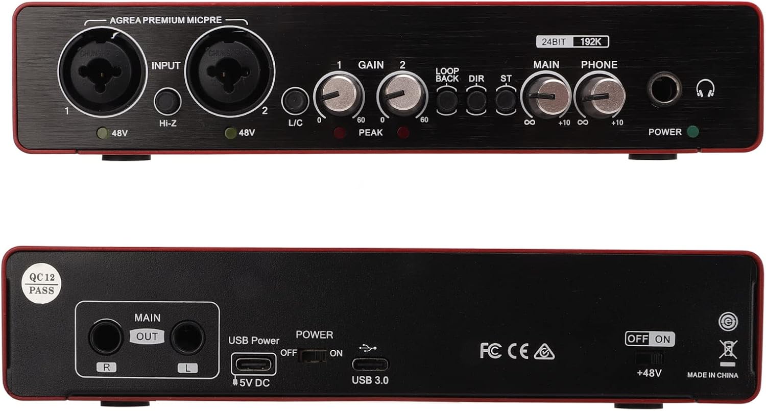 Live Sound Card USB Portable Voice Changer Sound Mixer Board Audio Interface DJ Mixer Sound Audio Mixer Board Podcast Equipment Guitar Voice Changer for Streaming Podcasting Gaming