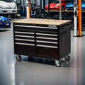Rolling Large Tool Chest Extra-Deep 46-Inch 9 Drawers, Big Tool Chest with Drawers, Workbench with Wooden Top & Integrated Power Strip, Rolling Toolbox with Drawers and Locking System