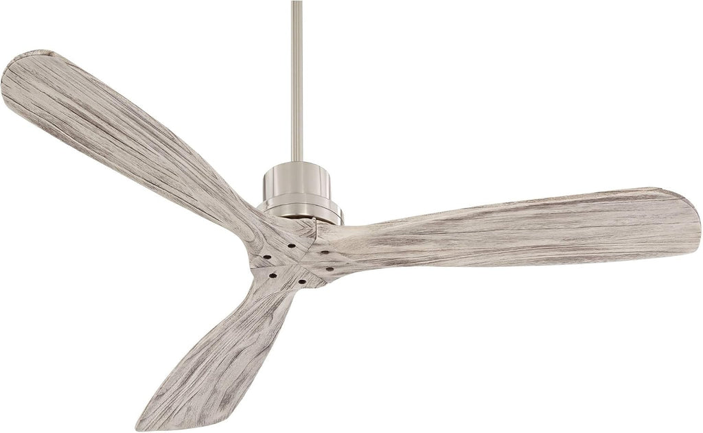 Casa Vieja 52' Delta-Wing DC Modern 3 Blade Indoor Ceiling Fan with Remote Brushed Nickel Silver Gray Solid Wood Damp Rated for Patio Exterior House Home Porch Gazebo Garage Barn - 6' Downrod