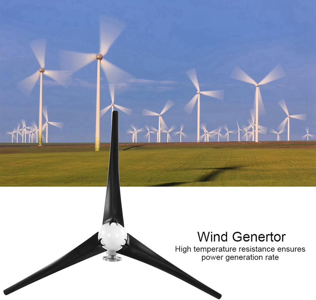1200W Small Wind Generator Turbines Kit 3 Blades Generator Power Parts Turbines Kit for Marine Home Charging(Black 48V)