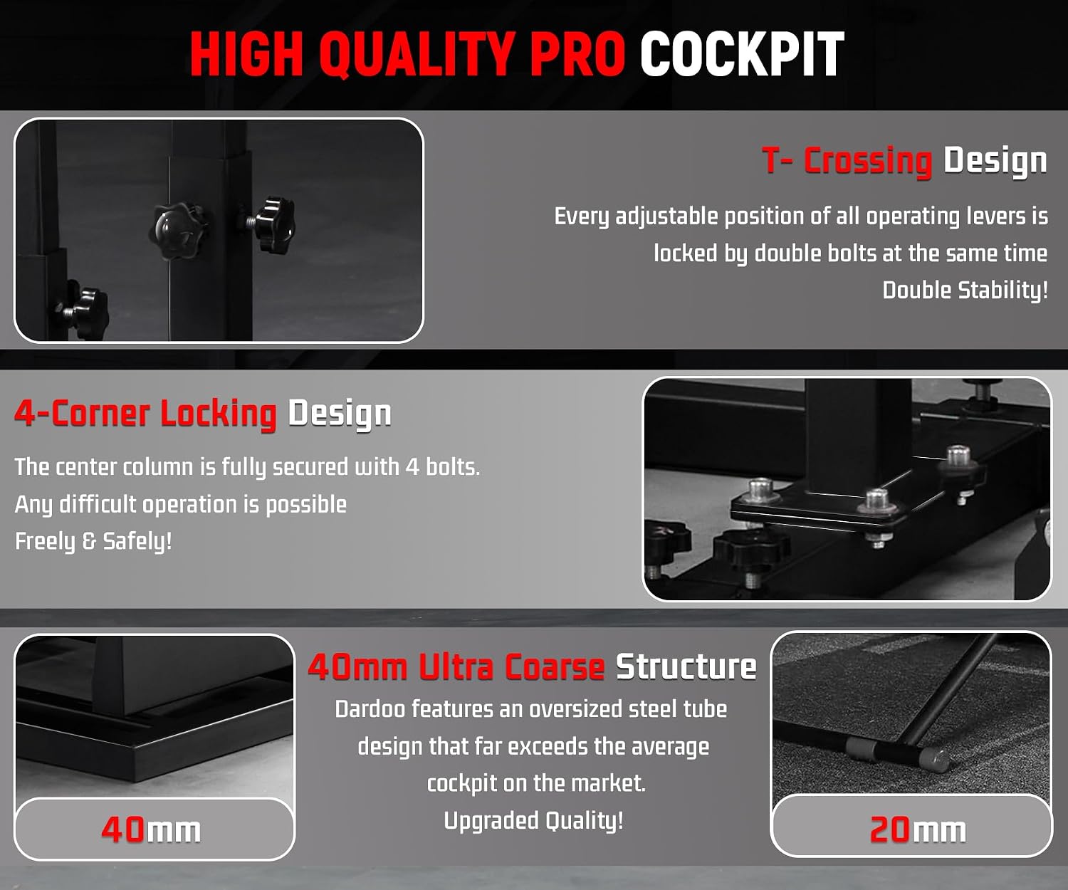 Dardoo G920 Flight Simulator Cockpit Multifunctional with Seat Compatible with Logitech G923 G Saitek,for Thrustmaster T150 HOTAS Warthog, for PC, Excluding Wheel, Pedal, Handbrake, Throttle, Joystick