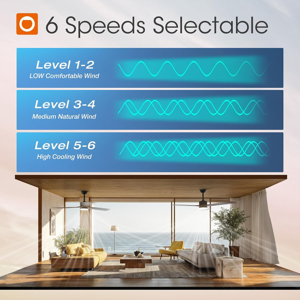 addlon 60 inch Ceiling Fans with Lights and Remote Control, Reversible, 3 Wood Blades, 6 Speeds, 3CCT Dimmable, Noiseless, Indoor/Outdoor Black Walnut Ceiling Fan for Bedroom Living Room Gazebo Patio