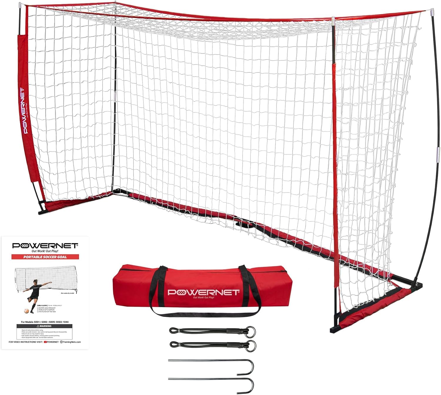 PowerNet Soccer Goal for Backyard, 3Mx2M / 6x4 / 8x4 / 12x6 / 14x7 /18.5x6.5 / 21x7 / 24 x 8 Portable Soccer Net, Sports & Outdoors Training Equipment, Quick Setup 1 Goal & Zipper Storage Bag