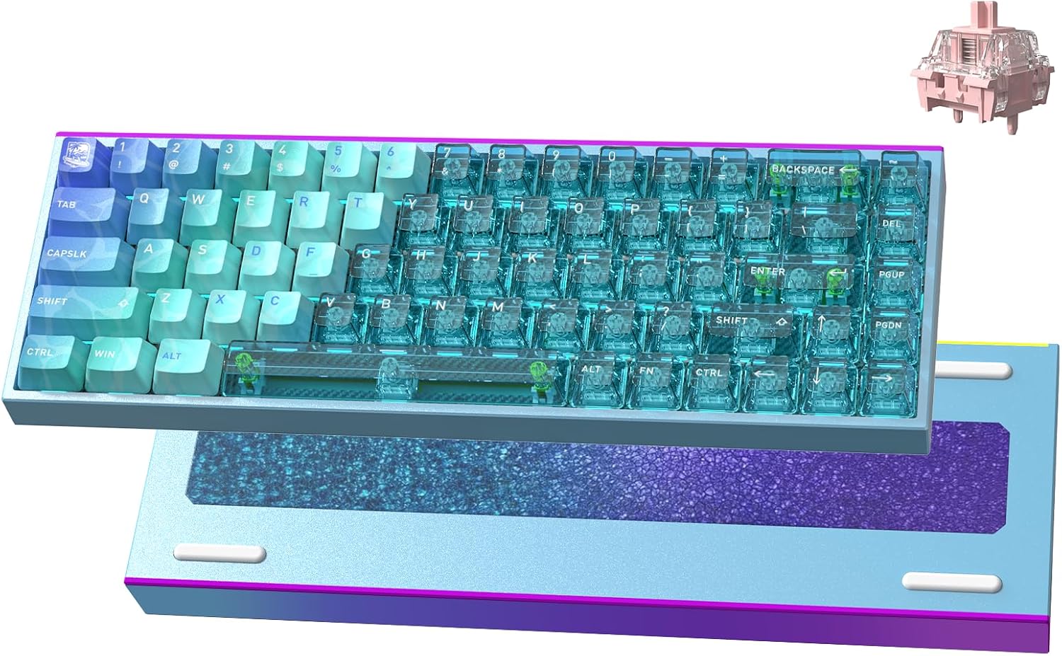 Hexgears MAG68-65% Mechanical Gaming Keyboard Wired, Magnetic Switch Hot-Swappable, Adjustable Rapid Trigger Mode, 8000Hz Polling Rate, All-Aluminum Case, 16.8M RGB Backlit&Strip - Waves