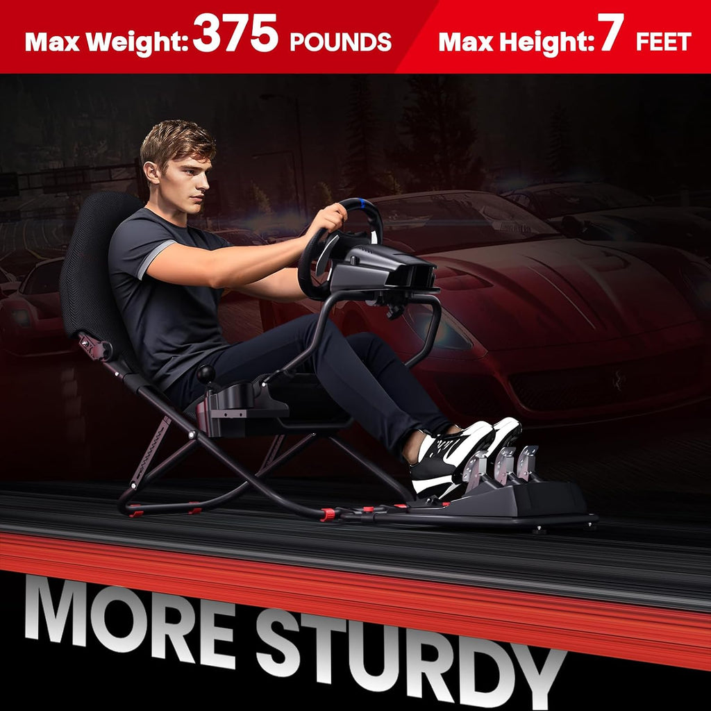 RACGTING Racing Simulator Cockpit for G29/G920/G923, Foldable & Adjustable Racing Seat for Thrustmaster T300RS/248/T-GT II, Fanatec CSL DD/GT DD Pro/ClubSport DD/DD+, MOZA R5, SIMAGIC Alpha Mini