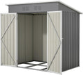 6x4 FT Shed Outdoor Storage Metal Large Garden Tool Sheds with Lockable Doors Floor Frame Shed-Roof Waterproof Steel Utility Equipment Sheds for Backyard Patio Lawn Poolside, Grey