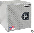 Buyers Products 1705201 Aluminum Underbody Truck Box, 18 x 18 x 18 Inch, Silver Diamond Tread Truck Tool Box W/ Locking Barn Door Closure, Made in the USA, Vehicle Tool Box for Storage & Organization
