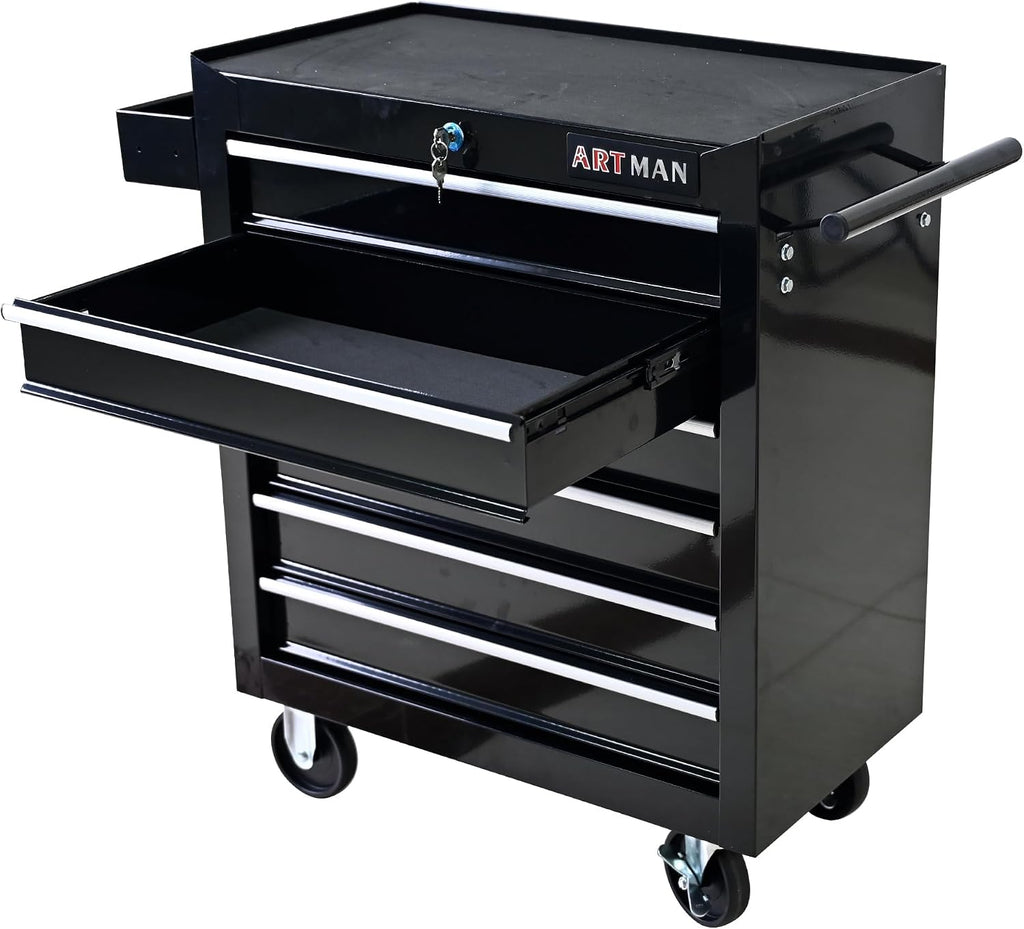 6-Drawer Heavy-Duty Rolling Tool Chest with Wheels, Steel Storage Organizer Cart with Handle, Metal Tool Cabinet for Garage, Workshop, and Repair Shop