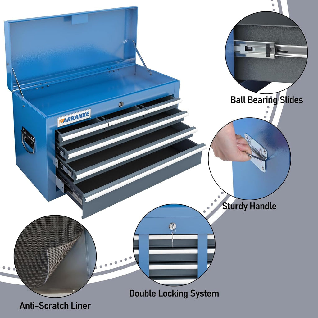 LARBANKE 8-Drawer Rolling Tool Chest,Tool Chest with 360° Brake Wheels and Padded Feet,Tool Cabinet with Locking System and Drawer Liners,Ideal Design for Garage and Workshop