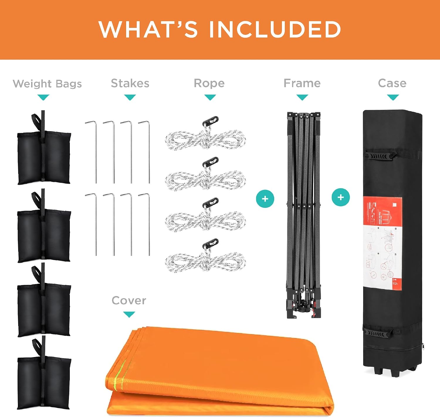 Best Choice Products 12x12ft Pop Up Canopy Tent, Outdoor Shade, 1 Person 1 Minute Set Up, Carry Case, 4 Weight Bags - Orange