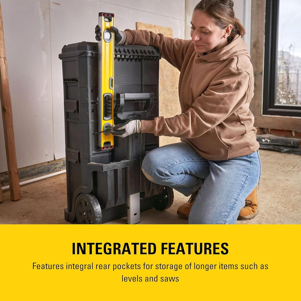 STANLEY Rolling Workshop Toolbox, Detachable Toolbox with Drawers, Flip Bin, Back Pocket, 7 Heavy Duty Wheels, 1-79-206