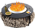 48'' Fire Pit Surround Tabletop with Cover for Solo Stove Bonfire Yukon and Tiki, Surround Table with Firewood Storage Shelf Expands Large Space