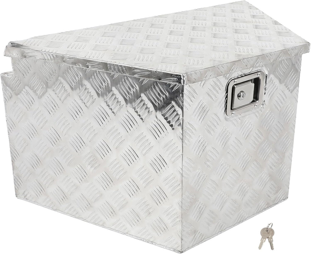 SCITOO 33 Inch Aluminum Diamond Plate Truck Bed Tool Box,Heavy Duty Crossover Storage for Most Full Size Pickups,Lockable Weatherproof Chest,Fits 33' Truck Beds,Easy Access to Load and Unload