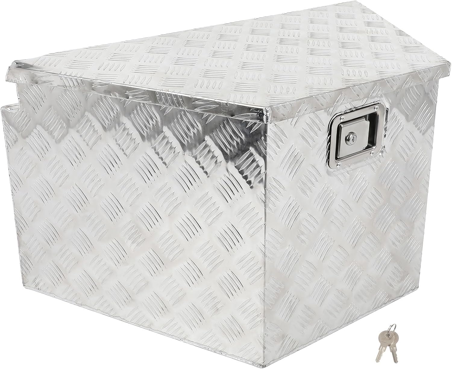 SCITOO 33 Inch Aluminum Diamond Plate Truck Bed Tool Box,Heavy Duty Crossover Storage for Most Full Size Pickups,Lockable Weatherproof Chest,Fits 33' Truck Beds,Easy Access to Load and Unload