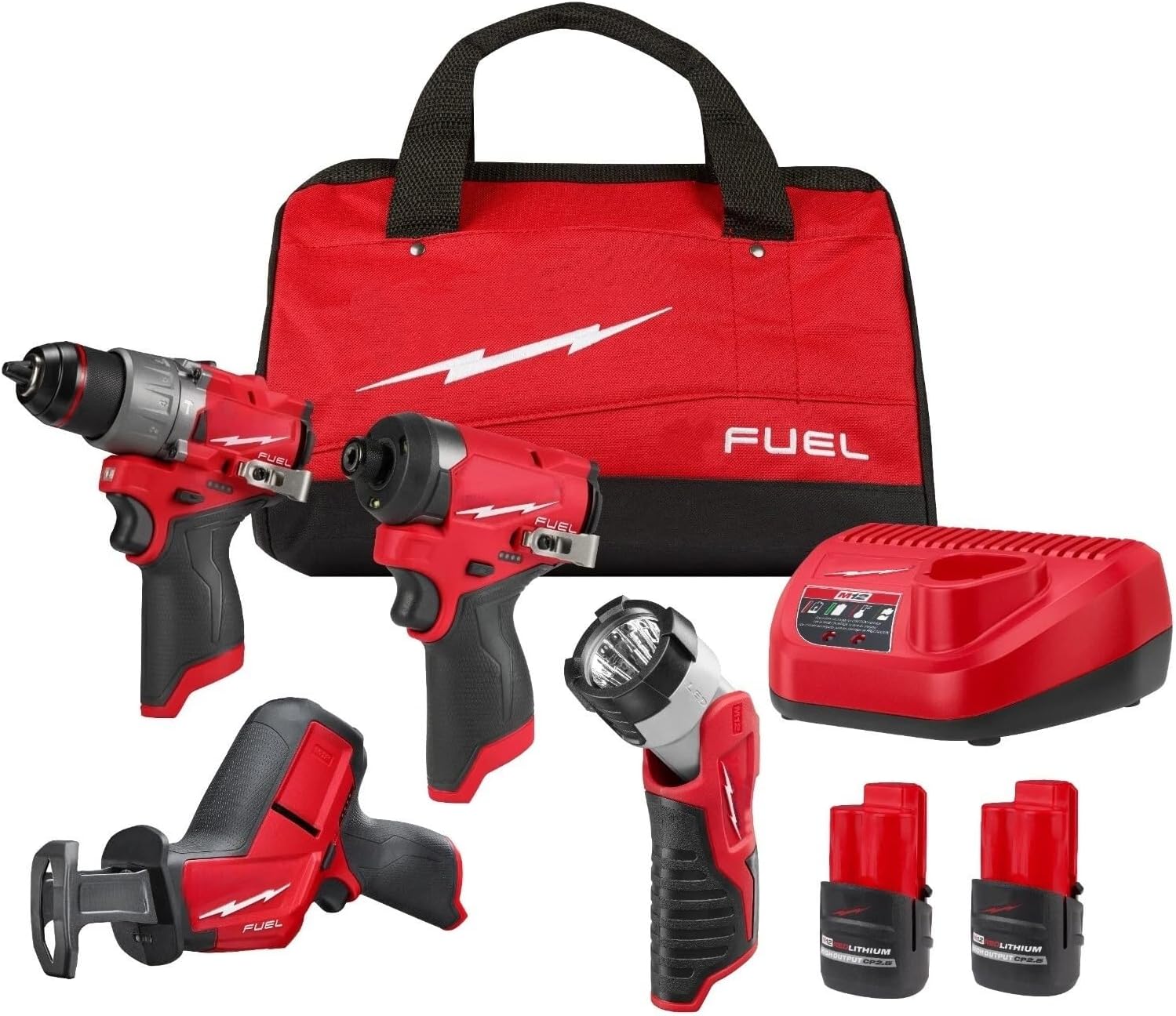 New 3497-24 for Milwaukee M12 FUEL 12V 4-Tool Combo Kit 3404-20 Hammer Drill/Driver 3453-20 Hex Impact Driver 2520-20 Recip Saw 49-24-0146 Work Light