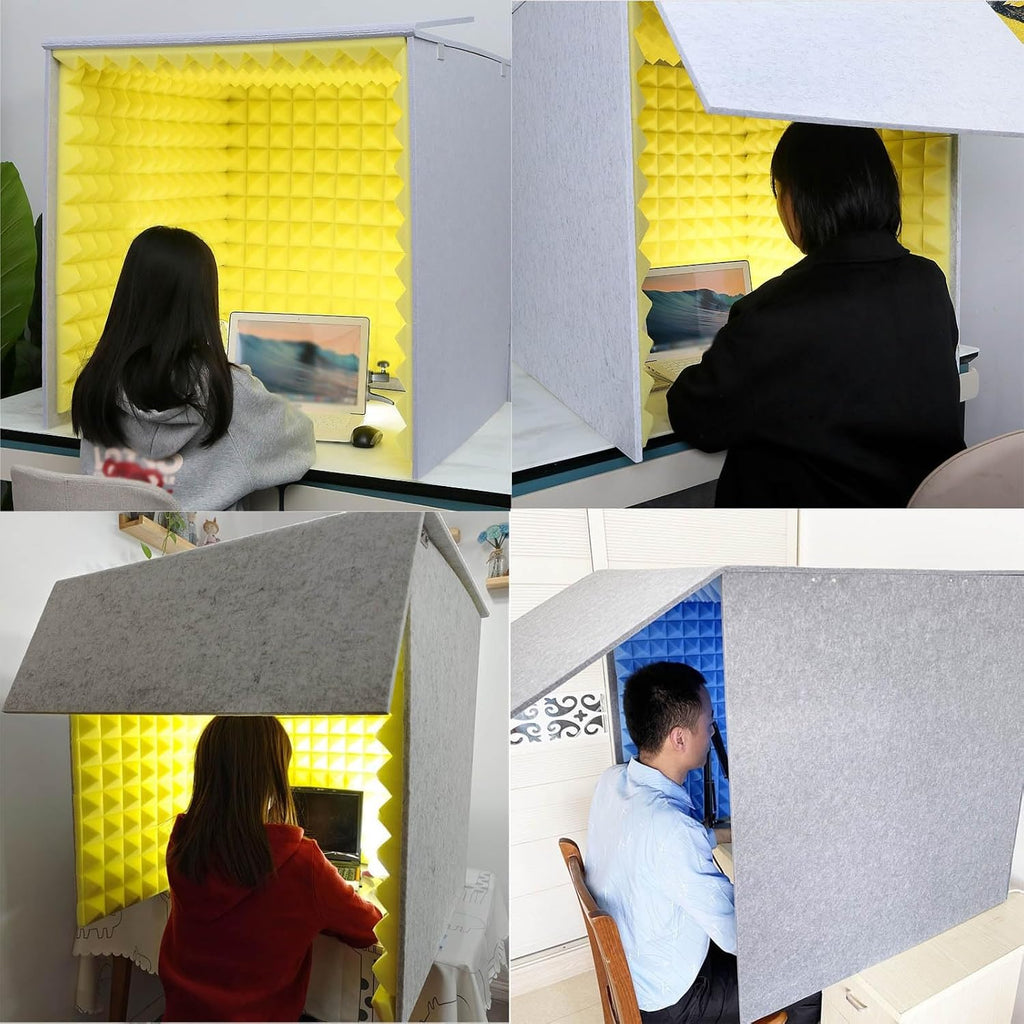 WORDFUN Sound Isolation Room for Home Studio, Microphone Foam Booth Cube, Portable Vocal Booth for Recording, Desktop Soundproof Cover, for Recording Podcasts Singing Gaming