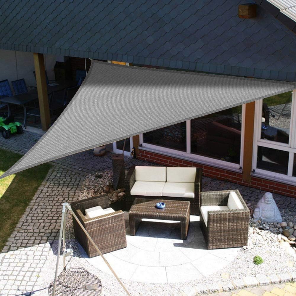 Eden's Decor Sun Shade Sails Triangle Outdoor Canopy for Garden, Patio, Pool, Backyard, Driveway (Grey, 12' x 16' x 20')