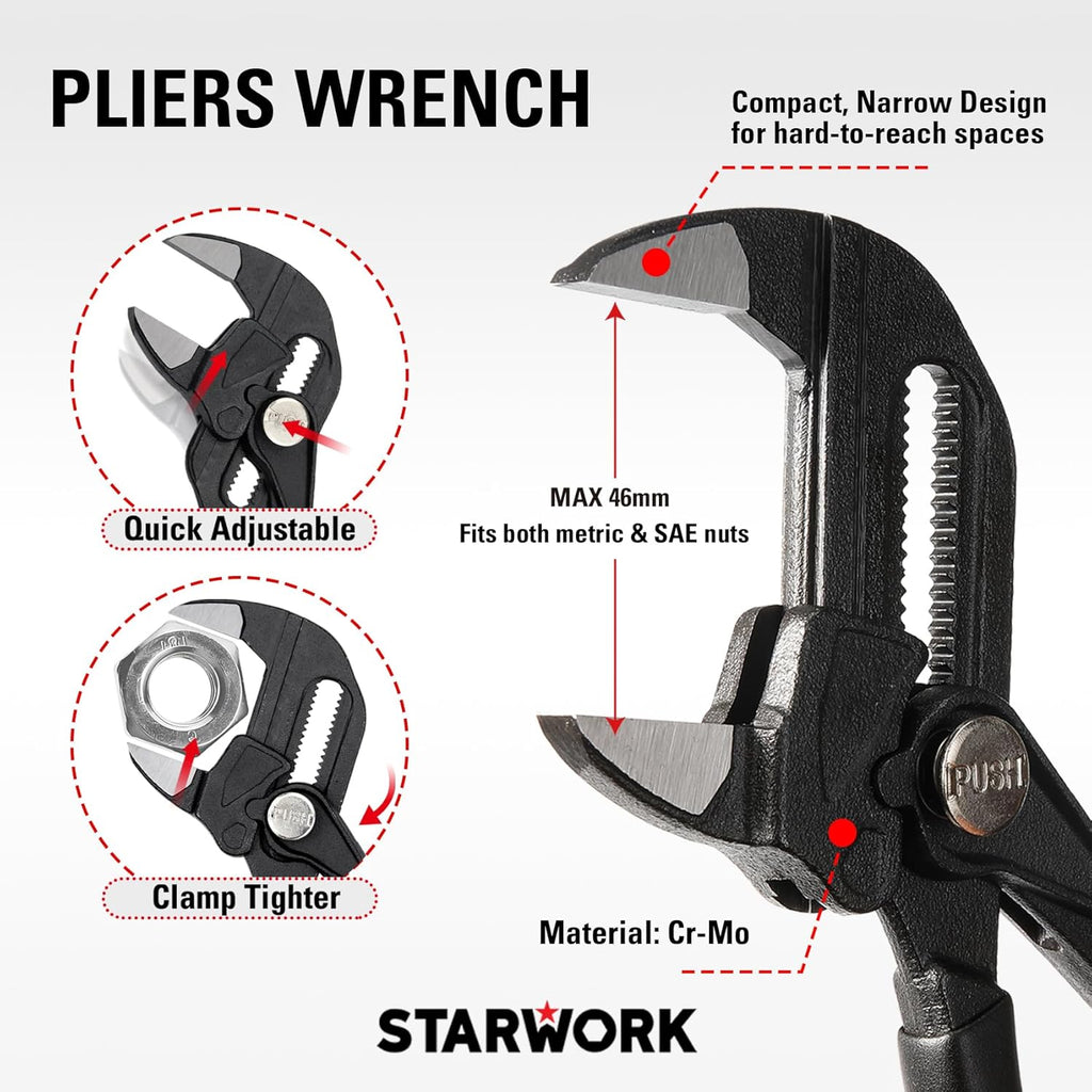 STARWORK TRUE MECHANIC 306-Piece Mechanics Tool Set and Socket Set, Comprehensive Tool Kit, Automotive Repair Tool Set, 【Pliers Wrench】, Professional