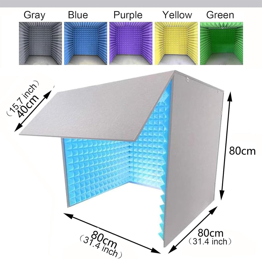 Desktop Soundproof Cover, Portable Recording Booth, Sound Isolation Room for Home Studio, for Microphone Recording Equipment Podcasts Singing Gaming and Broadcasting,Gray