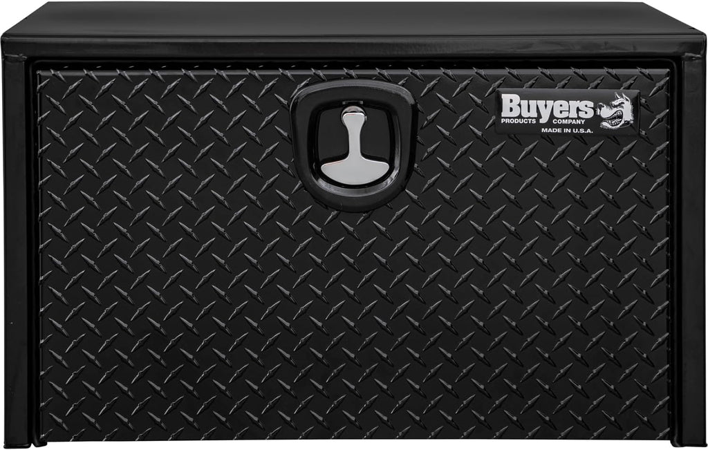 Buyers Products 1702500 Black Steel Underbody Truck Box - Weatherproof Storage Container with Aluminum Diamond Tread Door & Compression Latch, 18 x 18 x 24 Toolbox for Trucks and Trailers, Made in USA