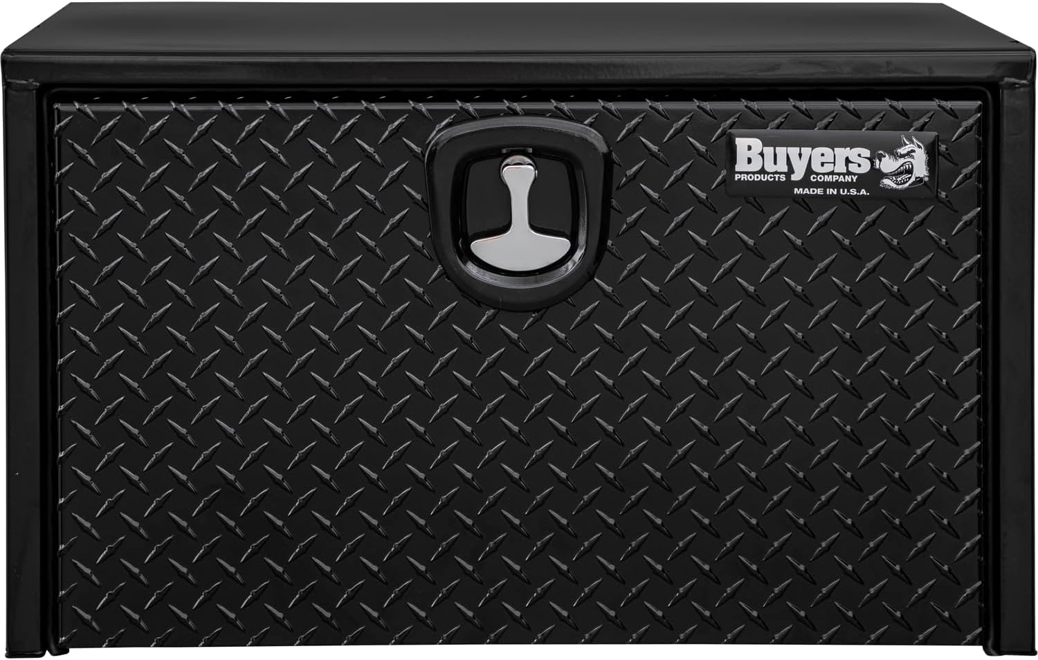 Buyers Products 1702500 Black Steel Underbody Truck Box - Weatherproof Storage Container with Aluminum Diamond Tread Door & Compression Latch, 18 x 18 x 24 Toolbox for Trucks and Trailers, Made in USA